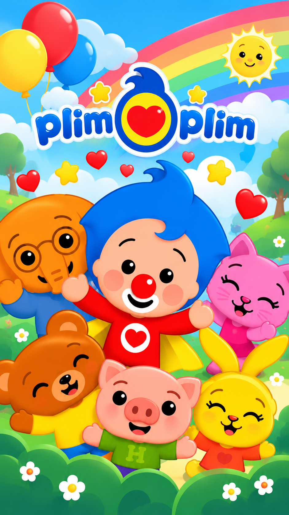 Plim Plim y sus amiguitos celebrando